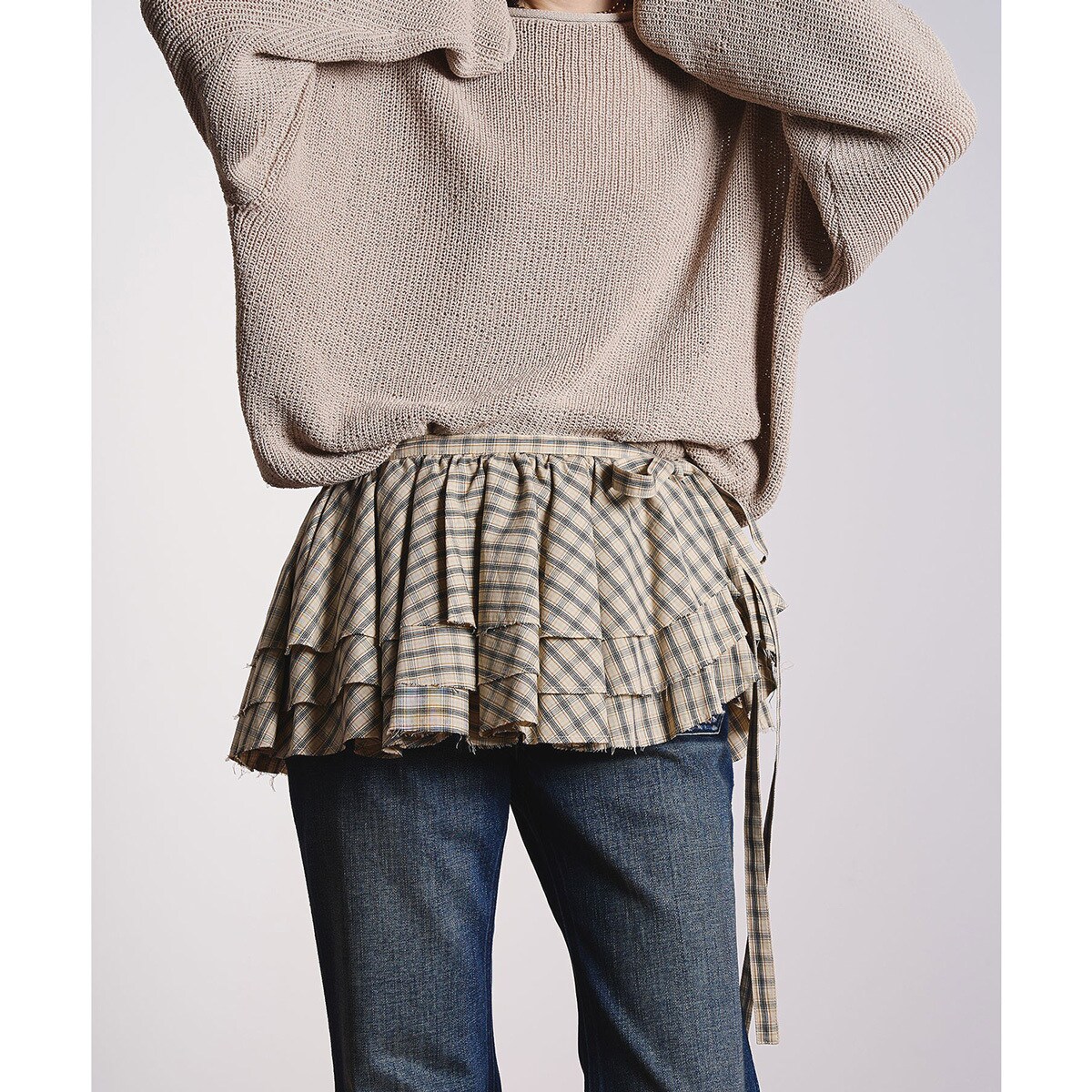 CREOLME/CHECK FRILL SKIRT／ローズバッド（ROSE BUD）