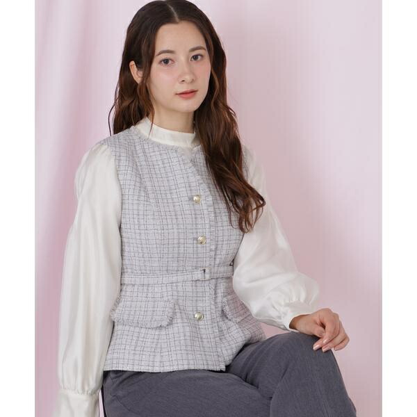 ベルト付きツィードジレ／ジル バイ ジル スチュアート（JILL by JILL STUART）