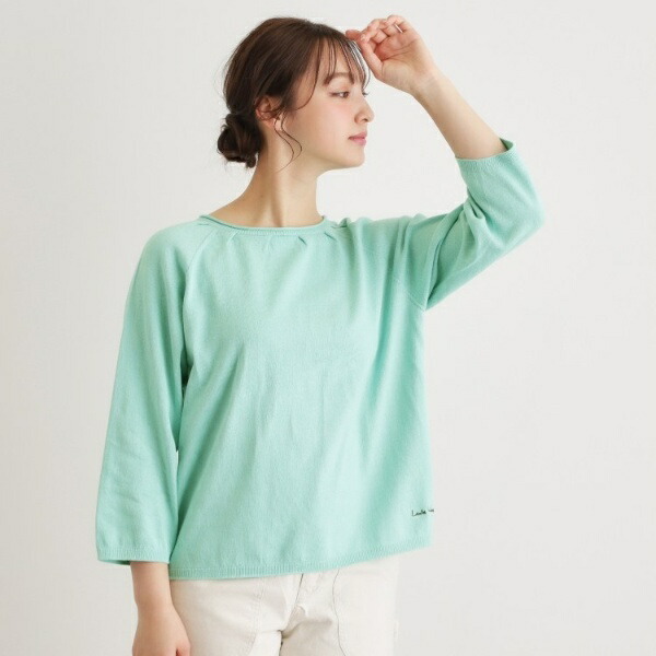【人気デザイン!日本製/ロゴ刺繍入り/ワンマイルウエア】コットン プルオーバーニット/ローラ アシュレイ(LAURA ASHLEY)