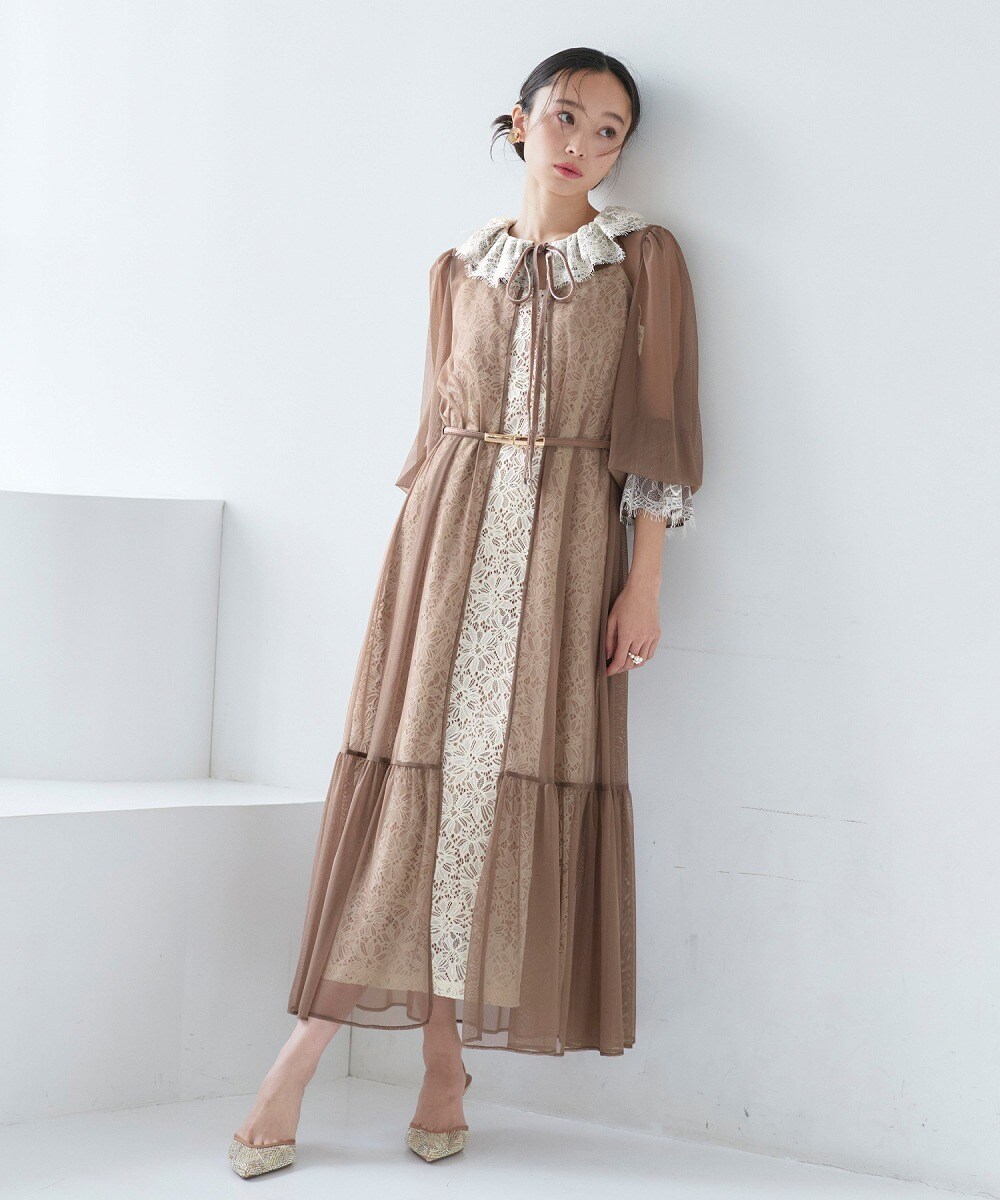 ベルト付き シアーチュールガウン&times;レースキャミドレス／ルイルエブティック（RUIRUE BOUTIQUE）｜丸井（マルイ）店 13,475円