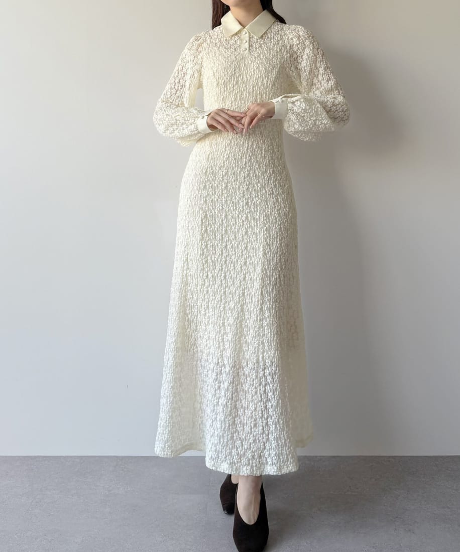 mipiarl 　レースポロワンピース（ぺチワンピースセット）／ミピアール（mipiarl）