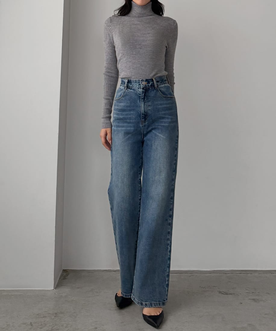 Louere　ストレッチハイウエストストレートデニムパンツ／ルエレ（Louere） 6,659円