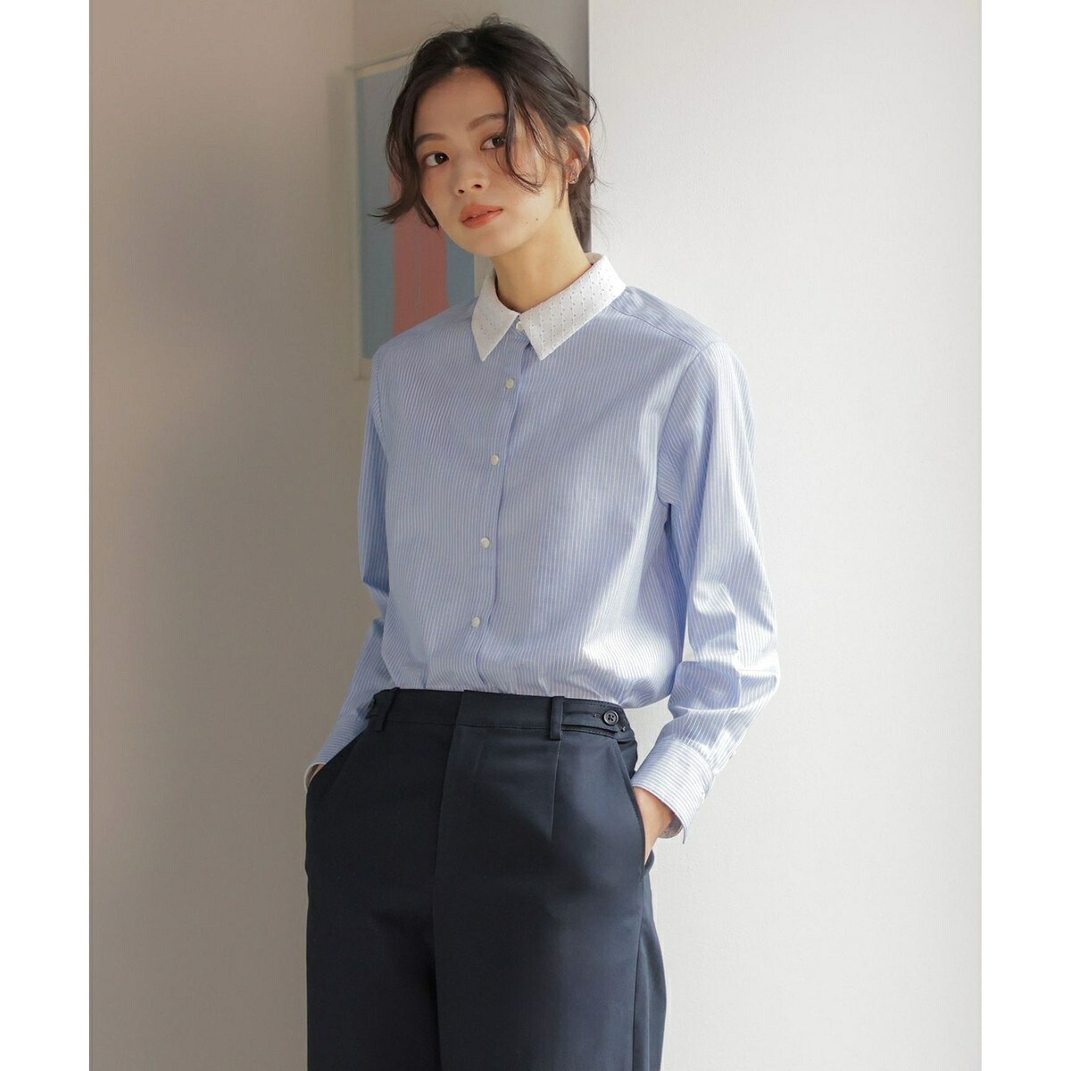 【WEB限定カラーあり・2way】エステネージュ TYPEWRITER STRIPE シャツ／Ｊプレス（J.PRESS）