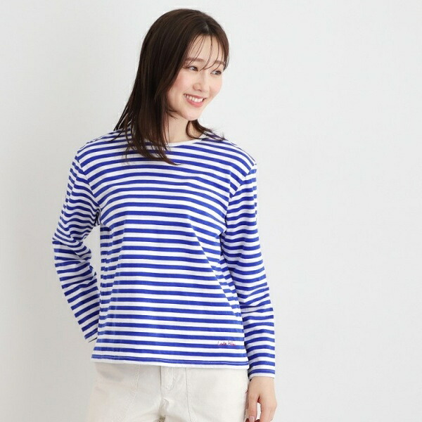 【日本製】コットン ボーダー裏毛長袖Tシャツ／ローラ アシュレイ（LAURA ASHLEY）