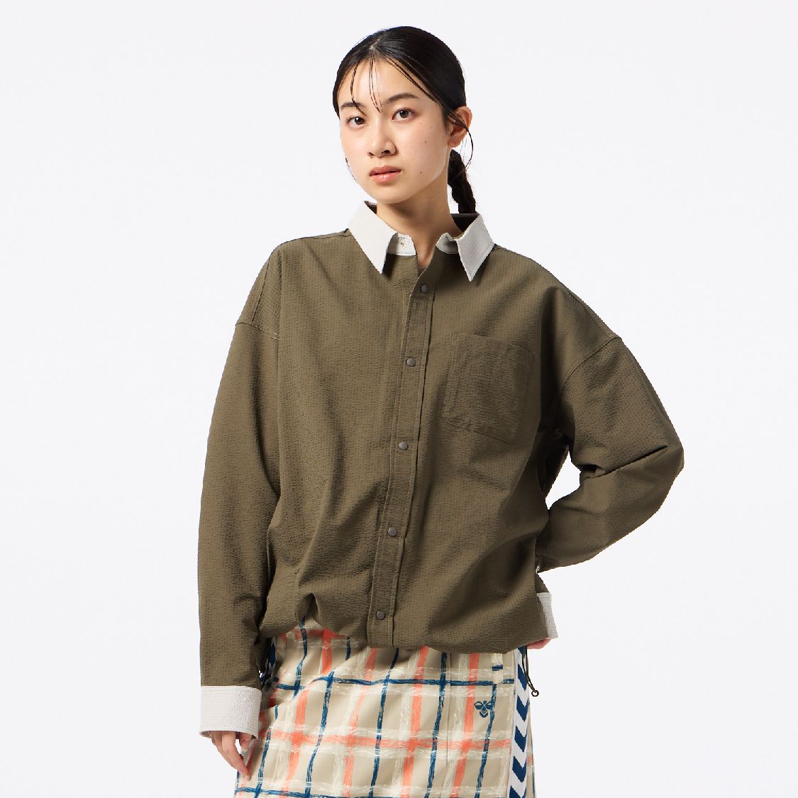 ヒュンメル/hummel PLAY シアサッカー長袖フルボタンシャツ/吸汗速乾/UVカット／ヒュンメル（hummel）