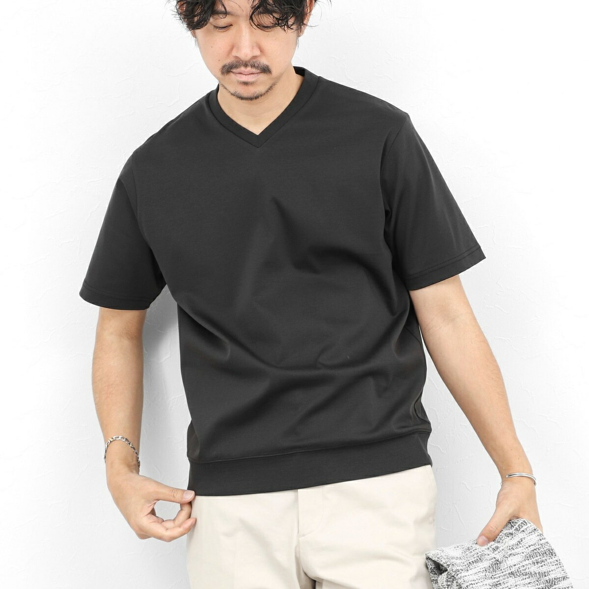 《ビジカジ対応》シルケットスムース VネックドレスTシャツ 26SS／ノーリーズ グッドマン（NOLLEY’S goodman） 6,952円
