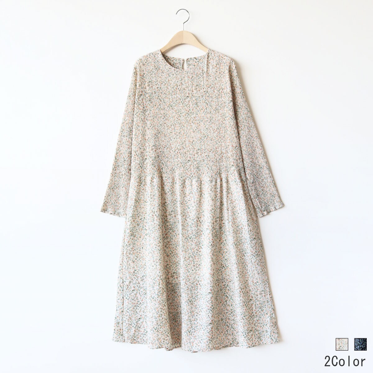 小花柄プリーツ切り替えワンピース[41416354]／ナチュラルミストクラス（naturalmist Class） 7,762円