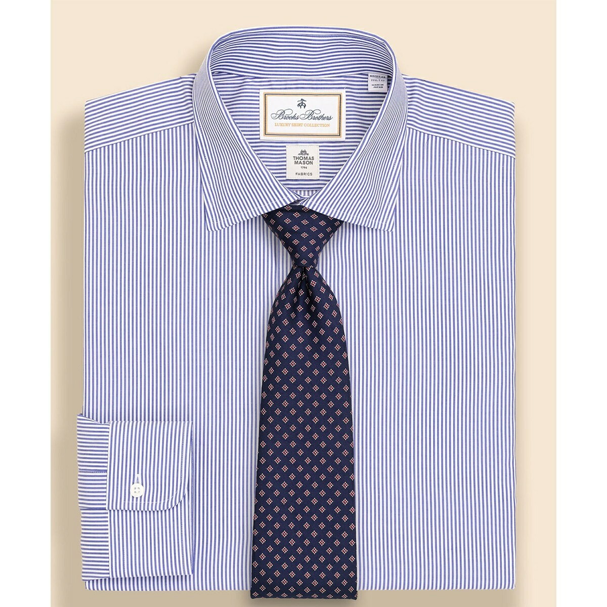 ラグジュアリー　コットンツイル　ストライプ　フレンチプラケット　ドレスシャツ　Regular Fit／ブルックスブラザーズ（Brooks Brothers）