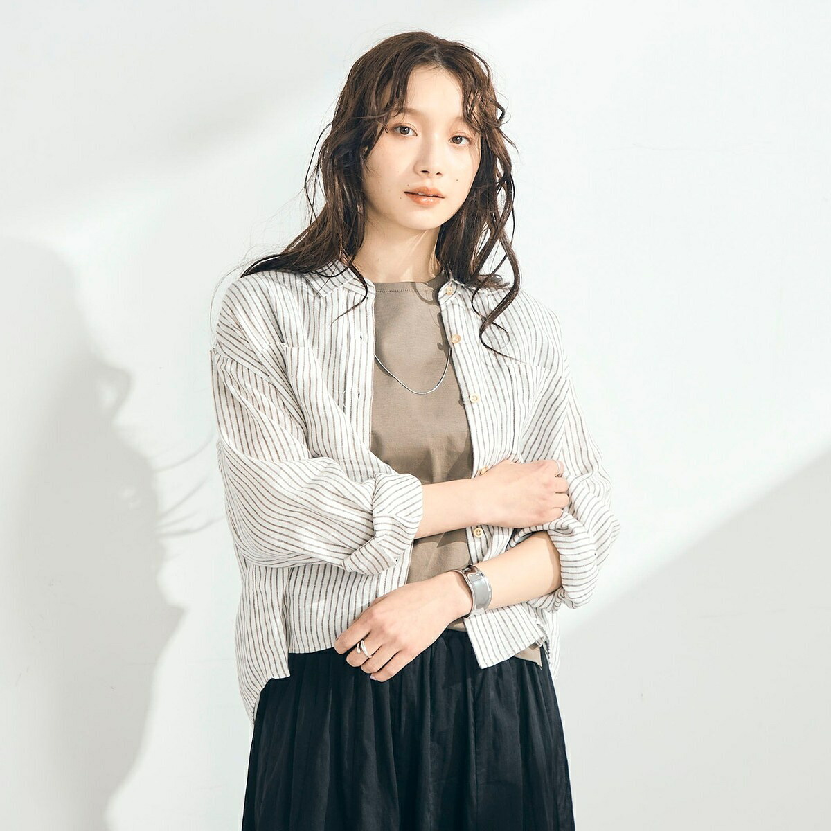 LINEN100 クロップドシャツ／フレディエミュ（fredy emue）
