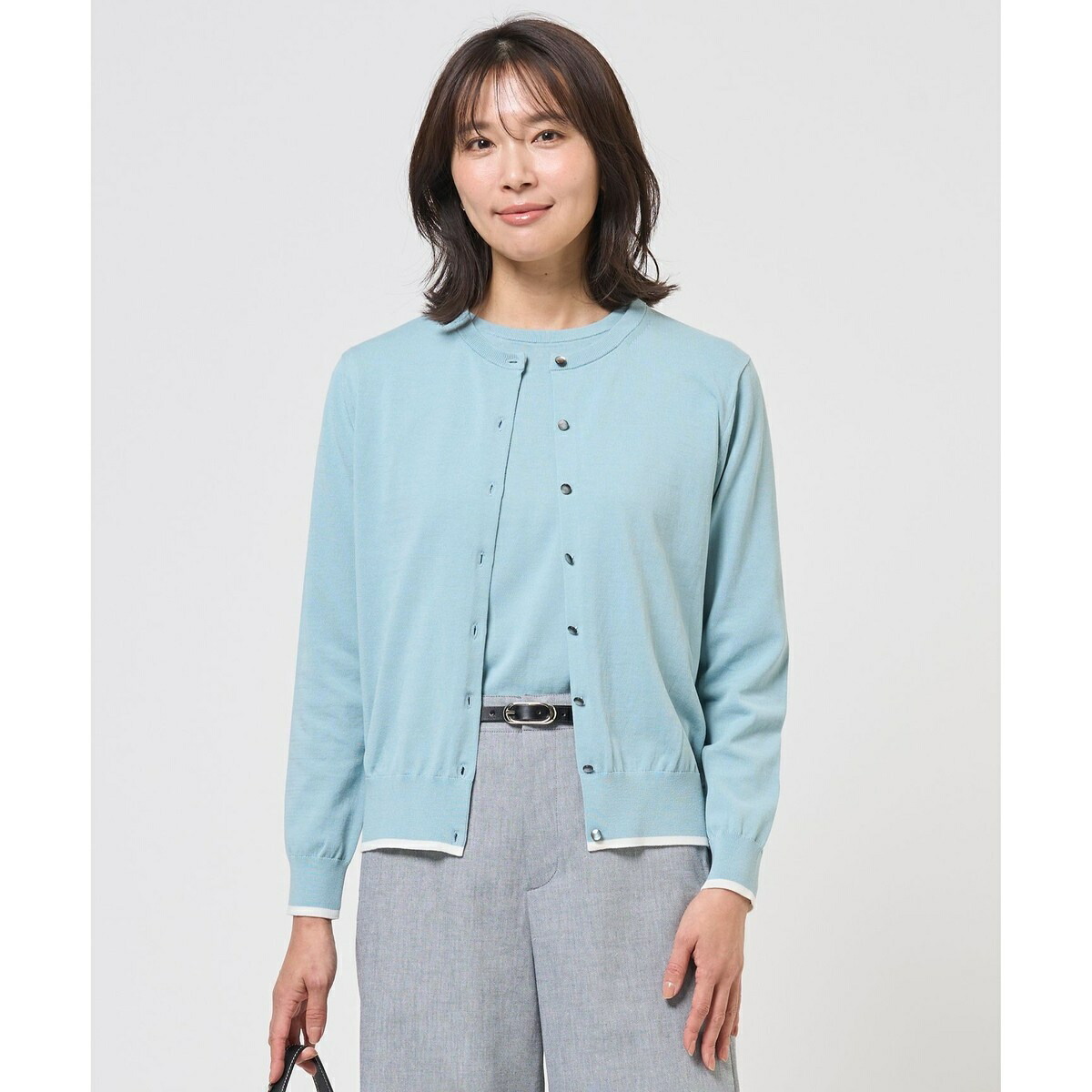 【アンサンブル対応】BASIC HT COTTON クルーネック カーディガン／Ｊプレス（J.PRESS）
