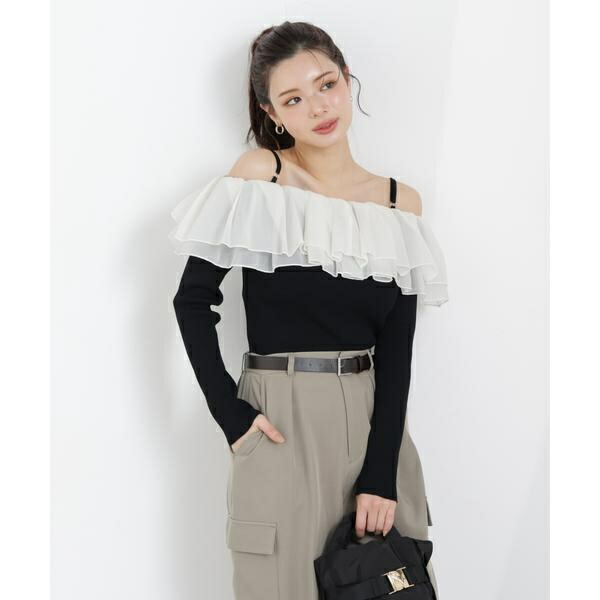 〈a／mie〉フリルリブニット　26SS／プロポーション ボディドレッシング（PROPORTION BODY DRESSING）