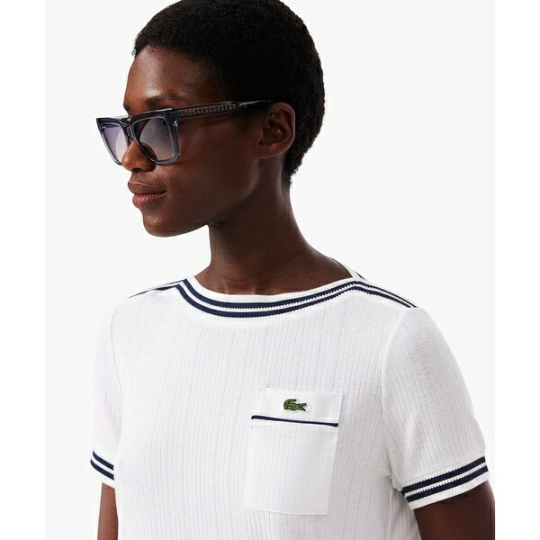 フランスメイド ボートネックリブTシャツ／ラコステ（LACOSTE）
