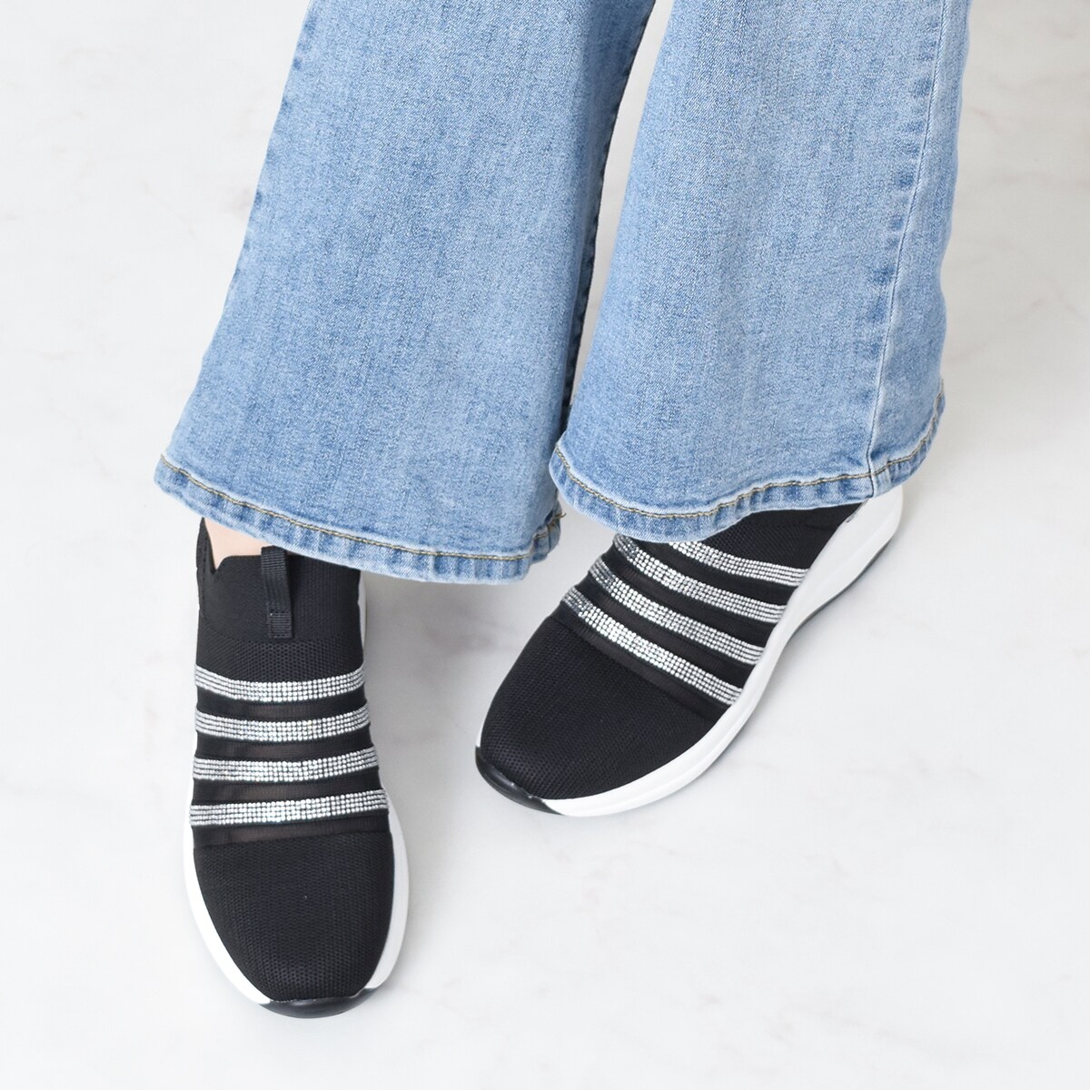Bridget Birkin◆6.5糎踵◆ビジューニットヒールアップスニーカー／ブリジット 赤ちょうちんキン（Bridget Birkin） 靴-レディース靴-スニーカー