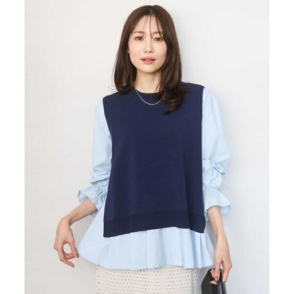 キャンディースリーブブラウス×ニットベスト ツインセット/洗える／MK ミッシェルクラン（MK MICHEL KLEIN ） 14,454円