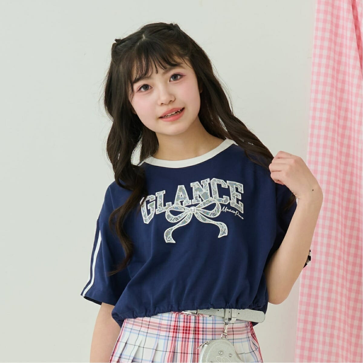 サイドラインレースアップリケTシャツ＆タンクトップセット／メゾピアノジュニア（mezzo piano junior）