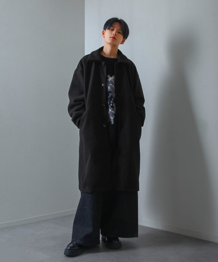 【kdn-056641】 Nilway ニットメルトンルーズスリーブバルカラーコート／ニルウェイ（Nilway）