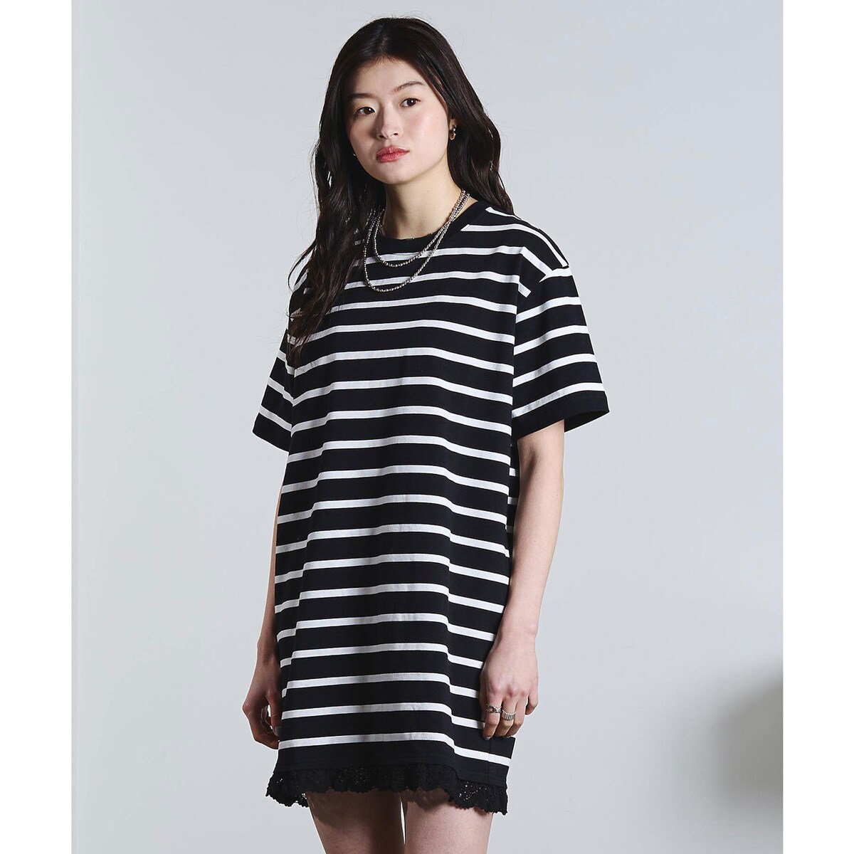 mag.byc/STRIPE H/S MINI CUT DRESS／ローズバッド（ROSE BUD）