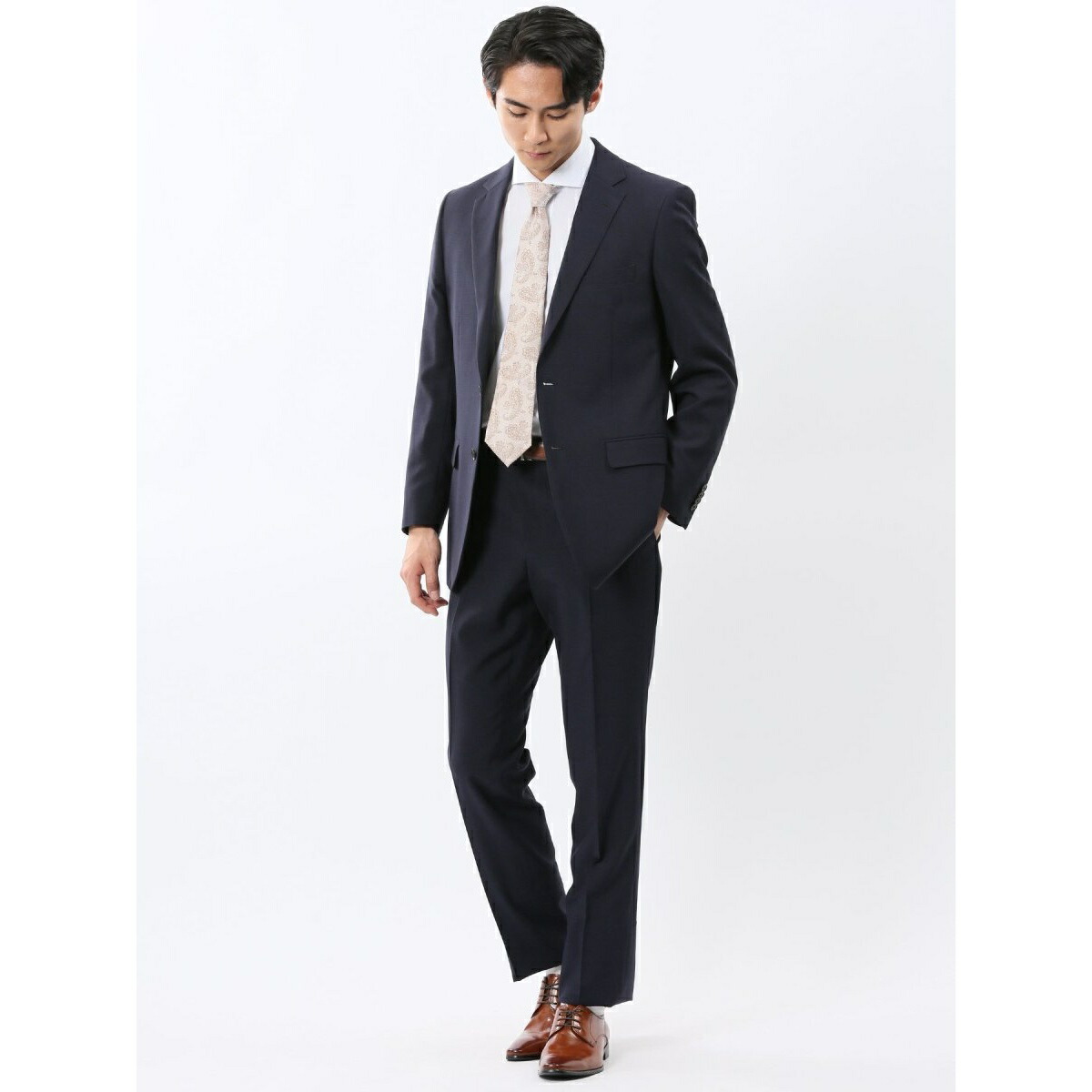 【ストレッチ ウォッシャブル】m.f.エディトリアル 2ピース ビジネス セットアップ スーツ 紺／m.f.エディトリアル（m.f.editorial）