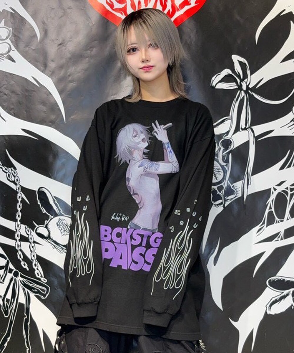 【黒野京×BACKSTAGE PASS コラボ】SHOUT ピグメント加工 オーバーサイズ ロンT／バックステージパス（backstagepass）