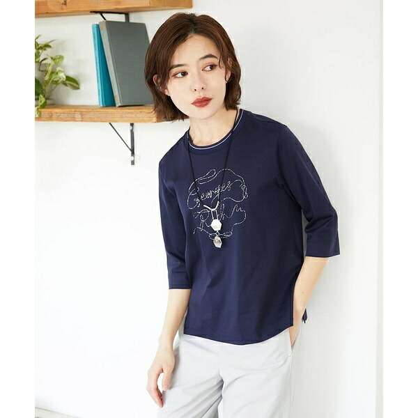 [接触冷感]ラメコード刺繍ロゴカットソー／ジョルジュ・レッシュ（GEORGES RECH） 13,090円
