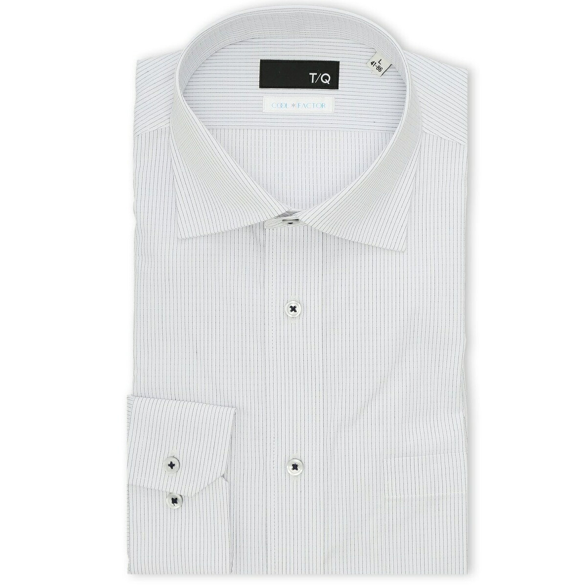 【接触冷感 吸水速乾 イージーアイロン】タカキュー ワイドカラー ビジネス 長袖 ワイシャツ／タカキュー（TAKA-Q）