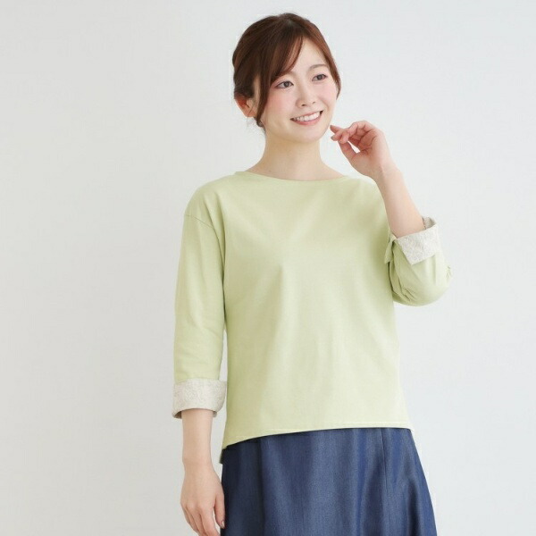 【7分袖／コットン100％／見返し刺繍入り／5colors】ハービー フィールド柄プルオーバー／ローラ アシュレイ（LAURA ASHLEY）