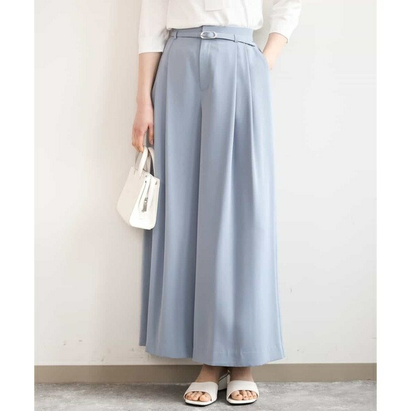 ストレッチ2タックワイドパンツ/UVカット/接触冷感/洗濯機で洗える/セットアップ可／オフオン（OFUON）