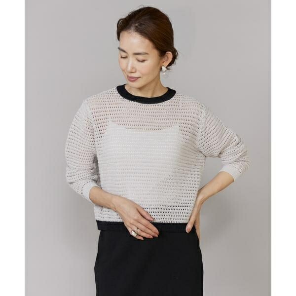 《大きいサイズ》透かし柄ボートネックプルオーバー／ルスーク（Le Souk） 13,929円