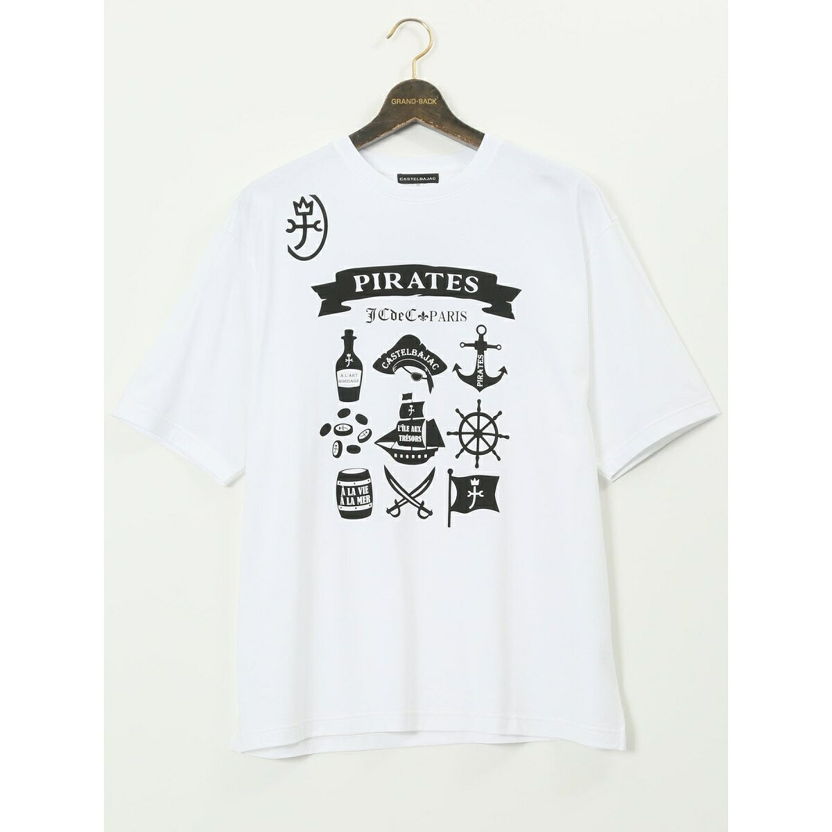 【大きいサイズ】カステルバジャック 綿天竺 パイレーツ クルー 半袖 Tシャツ/グランバック(GRAND-BACK)|丸井(マルイ)店