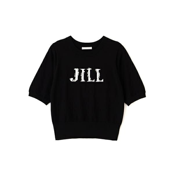 半袖ロゴジャカードビジューニット／ジル バイ ジル スチュアート（JILL by JILL STUART）