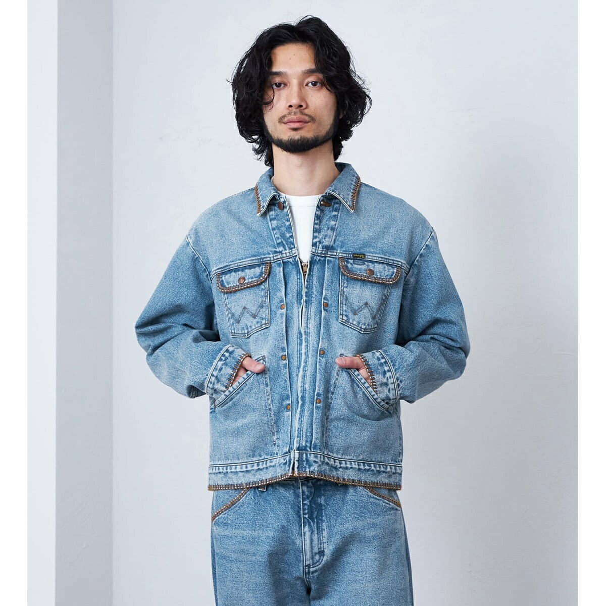 【US ORIGINAL】24MJZ デニムジャケット ブランケットステッチ／ラングラー（Wrangler）