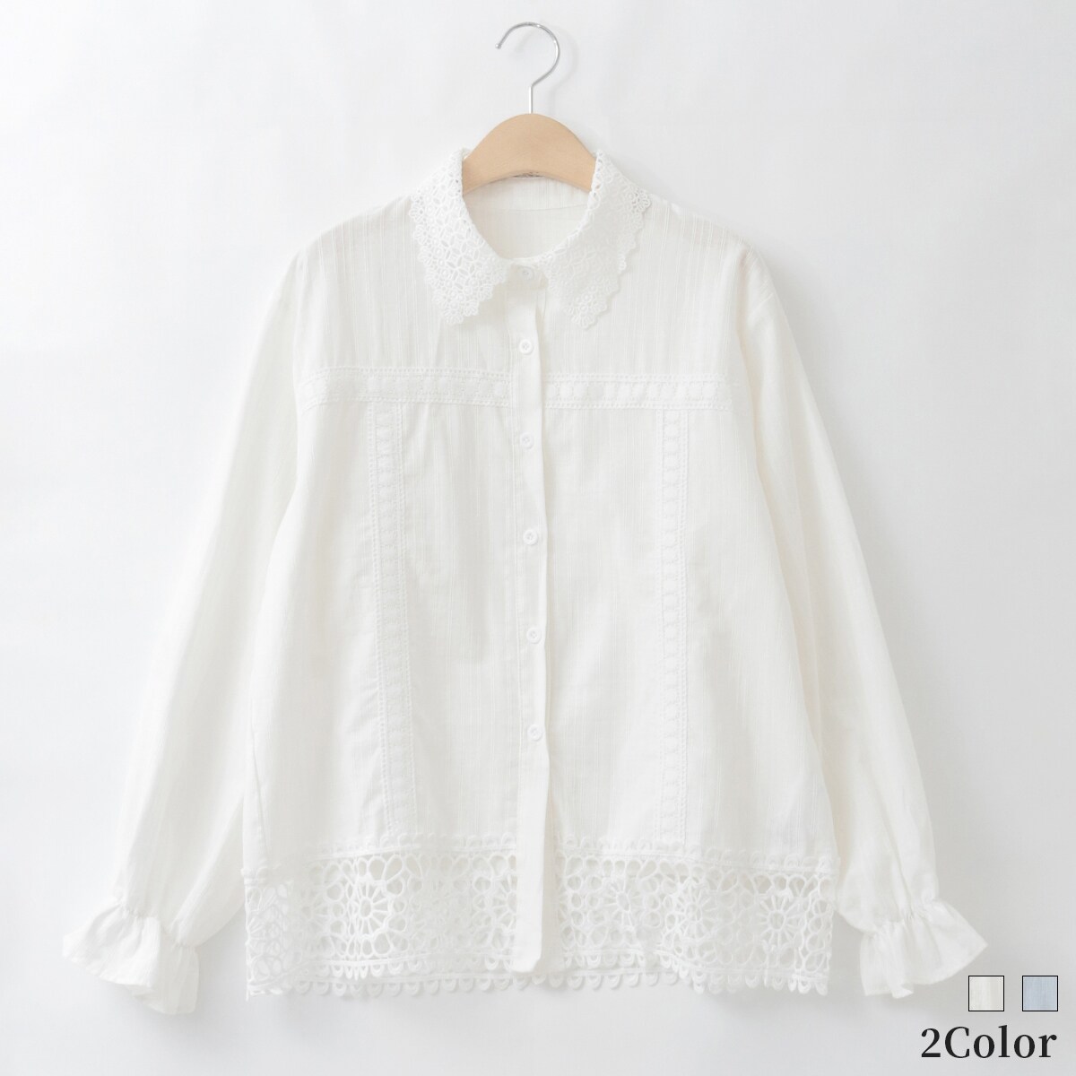 ジョイントレースコットンデザインブラウス[41413654]natural mist／ナチュラルミストクラス（naturalmist Class）
