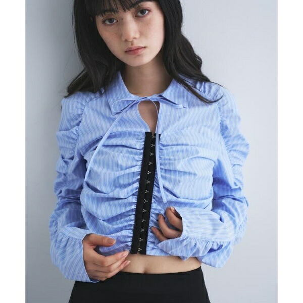 stripe gather shirt／コードエー（CODE A）