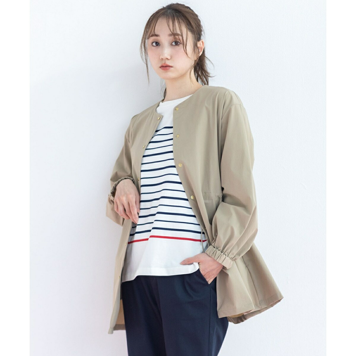ノーカラードロストハーフコート【はっ水】／プチ オンフルール（Petit Honfleur）｜丸井（マルイ）店