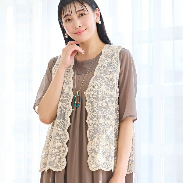 スカラップ刺繍チュールベスト／ミゼール（missel）｜丸井（マルイ）店