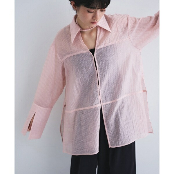 point neck ribbon shirts／コードエー（CODE A）
