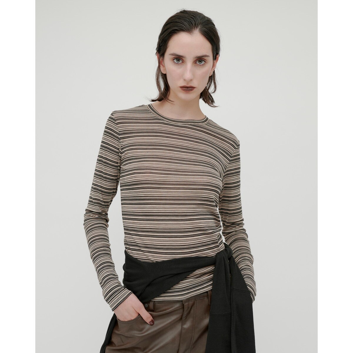 kiehtova/SHEER BORDER TOPS/シアー ボーダー トップス 長袖／キエトヴァ（kiehtova）