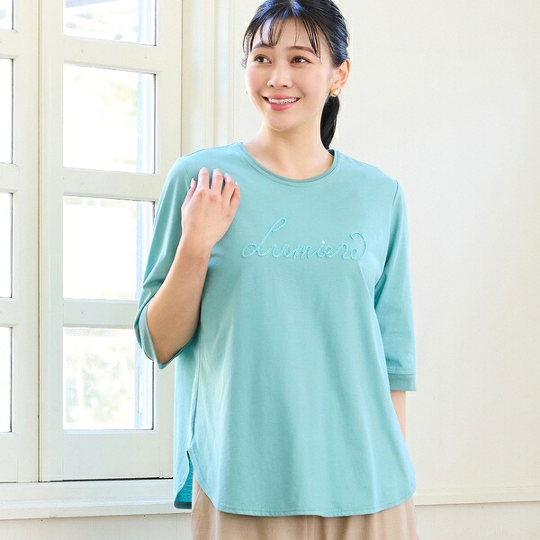 【洗える・綿100・日本製・L~4Lサイズ】Lumiere刺繍カットソー/ミゼール(missel)
