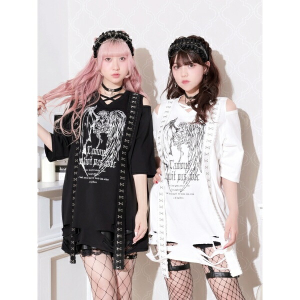レースホックウィングダメージTシャツ/ノエミー(NOEMIE)