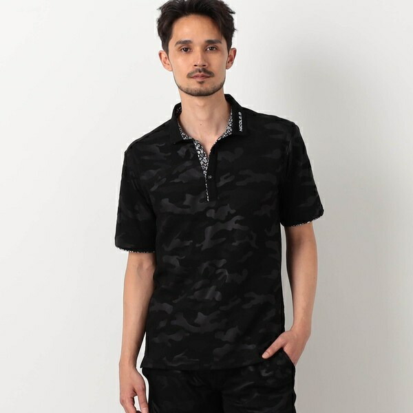 【NICOLE SPORTS】エンボス柄スキッパーポロシャツ／ニコルクラブフォーメン（NICOLE CLUB FOR MEN）