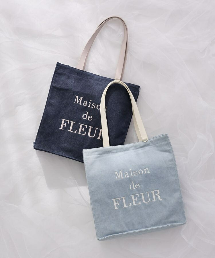 デニムブランドロゴスクエアトートバッグ／メゾン ド フルール（Maison de FLEUR）
