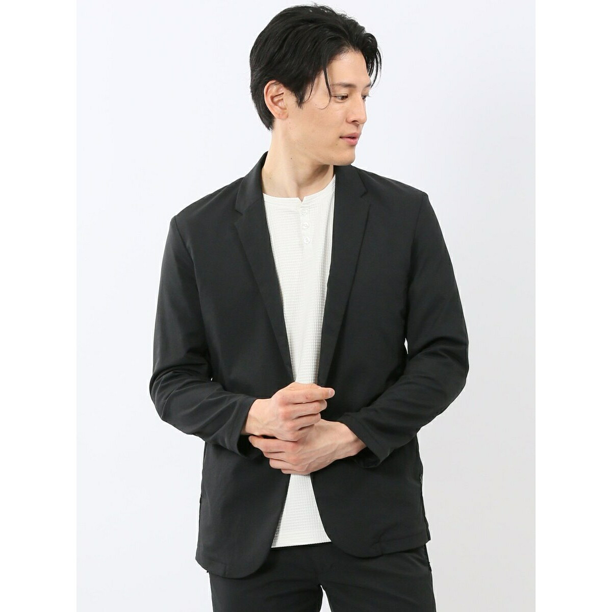 【接触冷感 ストレッチ ウォッシャブル】m.f.エディトリアル 1釦 ジャケット(セットアップ可能)／m.f.エディトリアル（m.f.editorial）