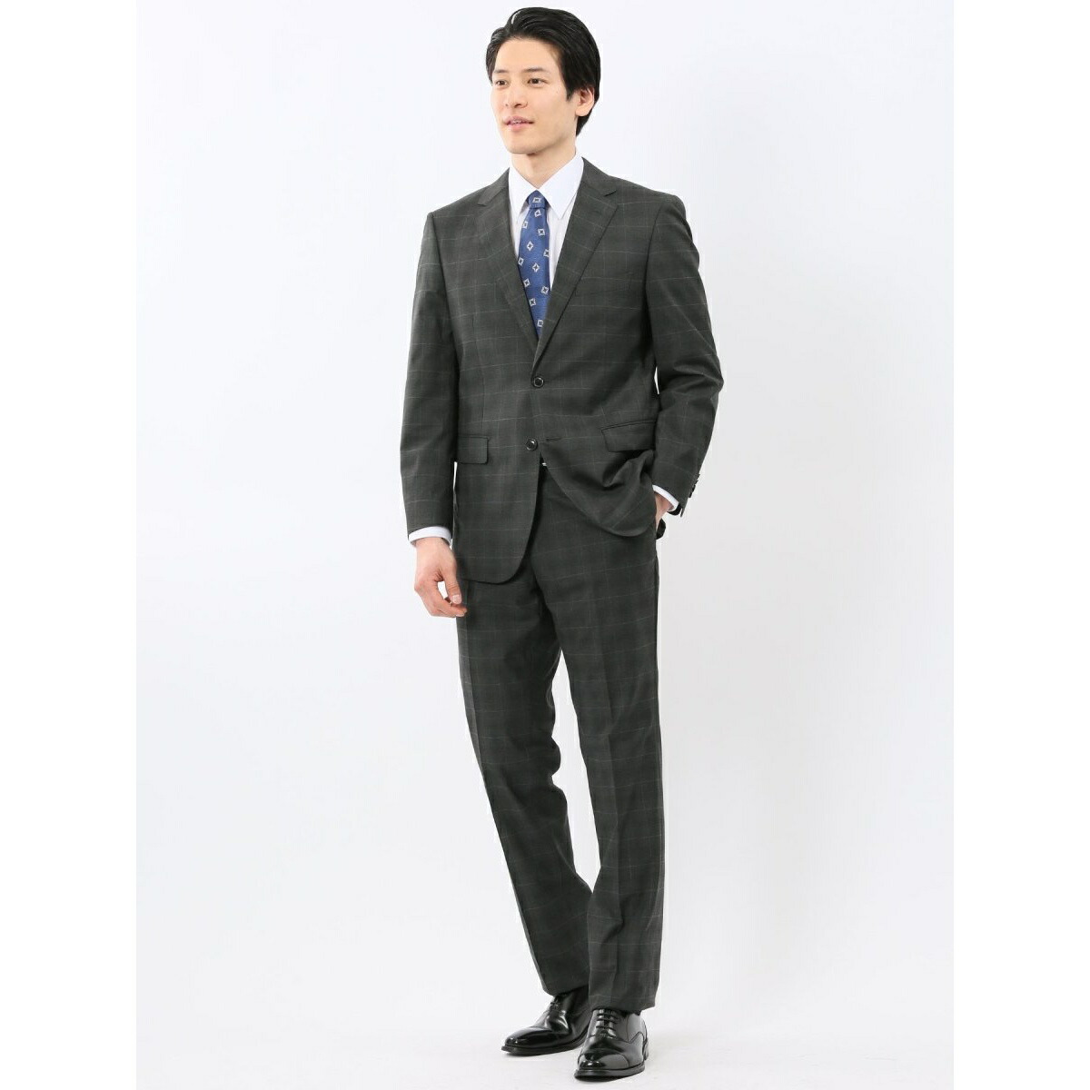 【ストレッチ ウォッシャブル】m.f.エディトリアル 2釦 2ピース セットアップ スーツ チェック／m.f.エディトリアル（m.f.editorial）