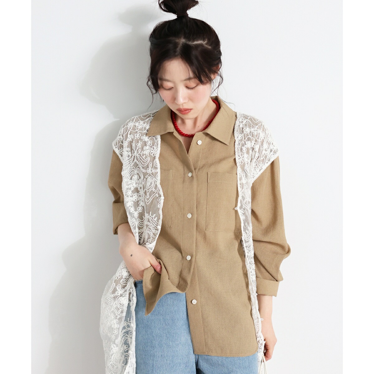 ヴィンテージメッシュオーバーシャツ／ルクールブラン（le.coeur blanc） 7,127円