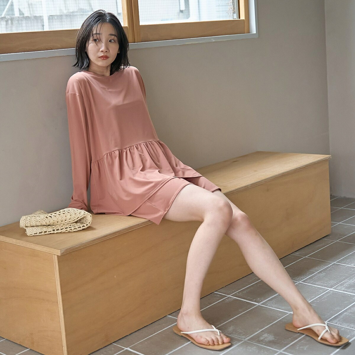 【2点セット/WEB限定】ペプラムラッシュガード＋ショートパンツ スイムウエア（UVカット）／コーエン（coen）