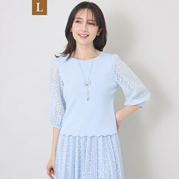 【L】ジャカードレースコンビ 編み物ティーシャツ／トゥービーシック（TO BE CHIC） レディースファッション-その他