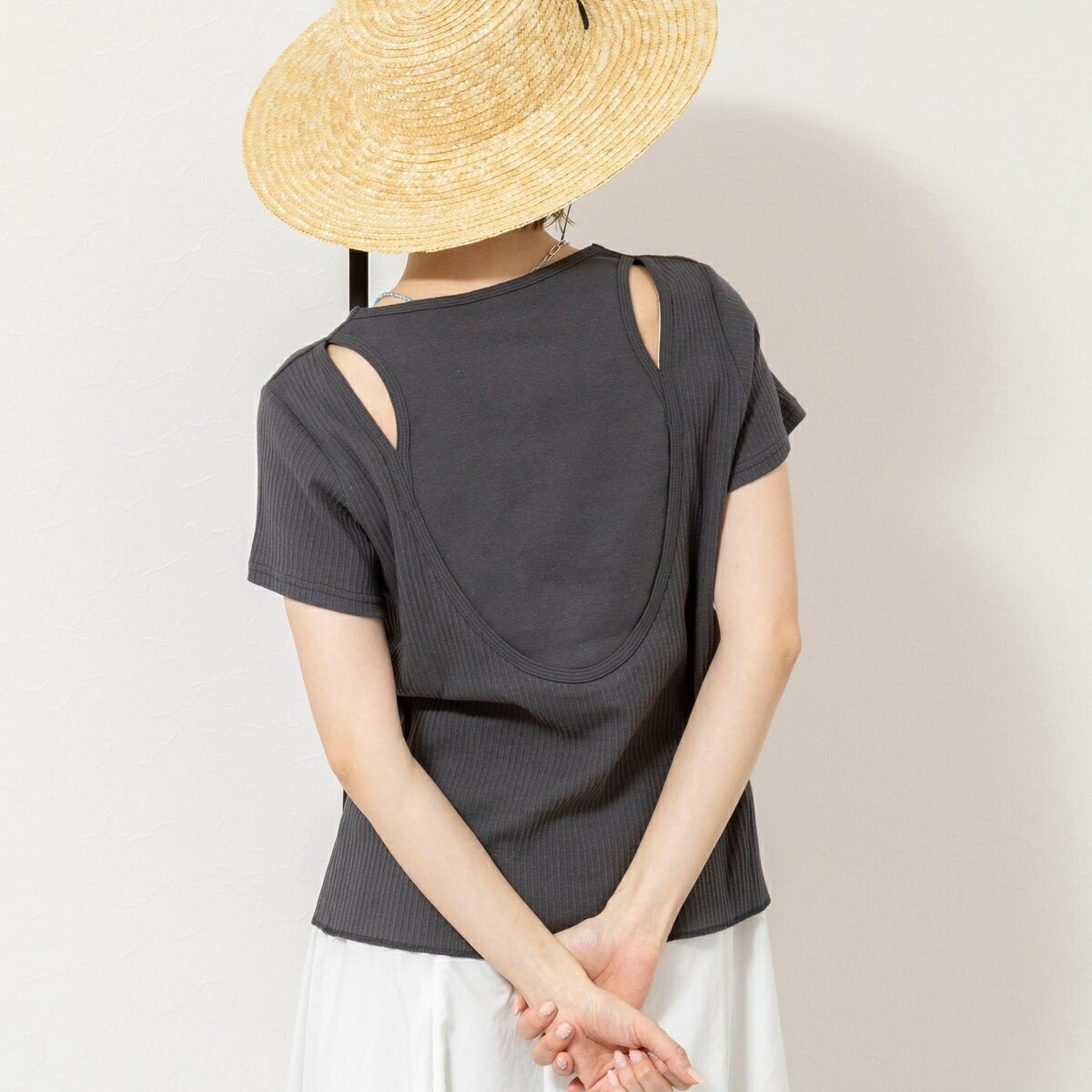 ウォッシャブルバックデザインリブＴシャツ／ノーリーズ（NOLLEY\u0027S）