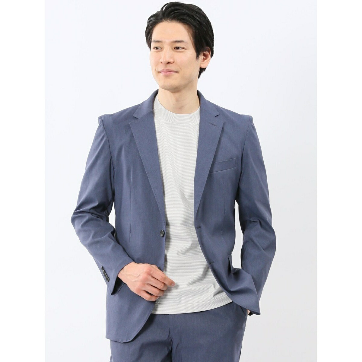 【ストレッチ ウォッシャブル】タカキュー 2釦 ジャケット 青(セットアップ可能)／タカキュー（TAKA-Q）