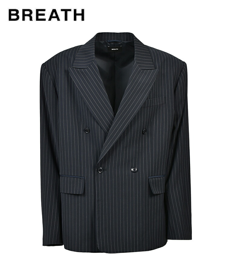 OVERSIZE DOUBLE JACKET / ネイビーストライプ [BR26SS-O0005]／スタイライズ（STYLISE）｜丸井（マルイ）店