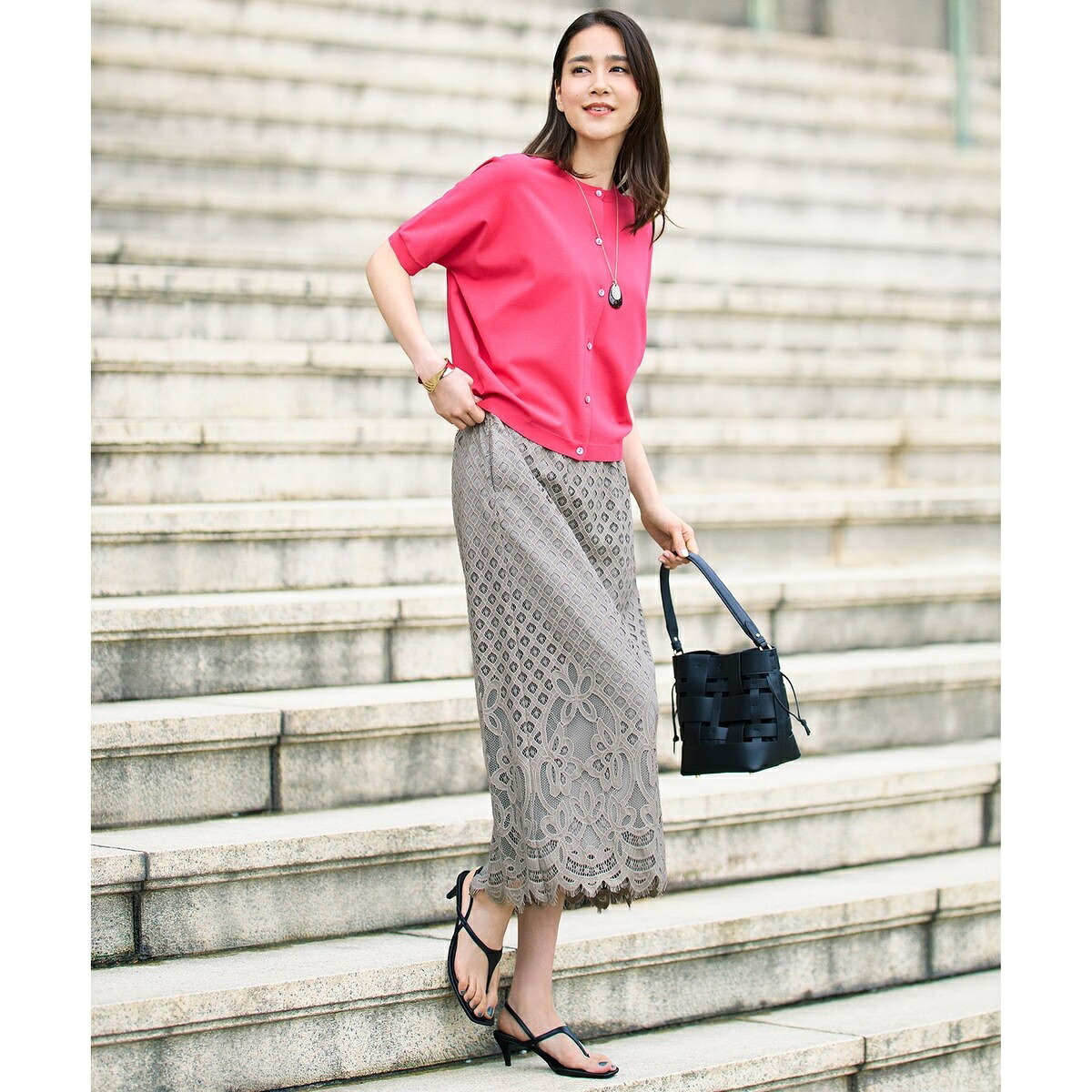 【SHIHOさん着用・こだわり素材・セットアップ対応】パネルレース スカート／自由区（JIYU-KU） 21,243円